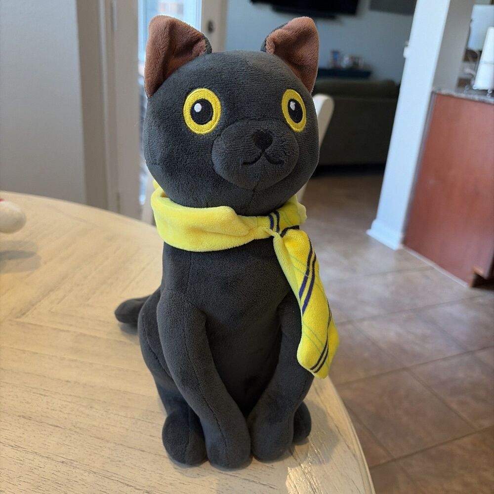 Denis Daily 2017 Sir Meows A Lot Black Cat Plush w/Removable Yellow Tie 12”